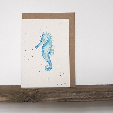 Seahorse-recycled wastepaper & seaweed card